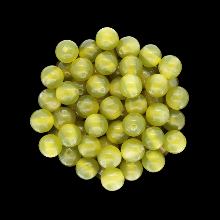 RESIN PLASTIC BEADS - CAT'S EYE - BALL - 8mm GREEN MILITARY 02 - 50pcs. Hole-2.0mm