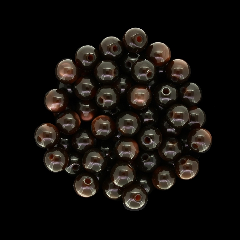 RESIN PLASTIC BEADS - CAT'S EYE - BALL - 8mm BROWN (DARK) 02 - PACKAGE 1000pcs. Hole-2.0mm