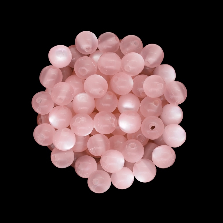 RESIN PLASTIC BEADS - CAT'S EYE - BALL - 8mm PEACH (LIGHT) - PACKAGE 1000pcs. Hole-2.0mm