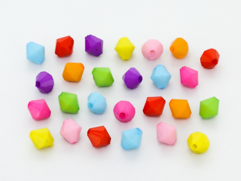 OPAQUE PLASTIC BEADS - BICONES 01 - 8x7.5mm MIX - PACKAGE 500g Hole-1.8mm (2700pcs.)