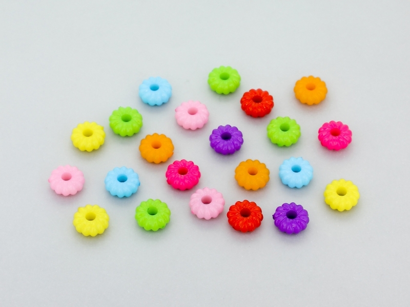 OPAQUE PLASTIC BEADS - WASHER DONUT - 3x8mm MIX - 50g Hole-2.5mm (340pcs.)