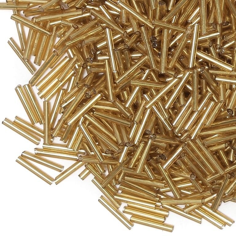 СТЪКЛЕНИ МЪНИСТА СИНЦИ - ПРЪЧИЦИ 11х2мм - СРЕБРИСТА НИШКА - ЗЛАТИСТО 22 - 50 гр. Отвор-0.8мм