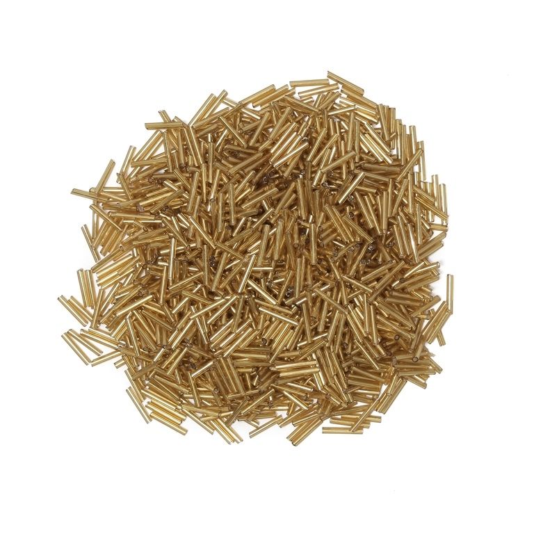 СТЪКЛЕНИ МЪНИСТА СИНЦИ - ПРЪЧИЦИ 11х2мм - СРЕБРИСТА НИШКА - ЗЛАТИСТО 22 - ПАКЕТ 450 гр. Отвор-0.8мм