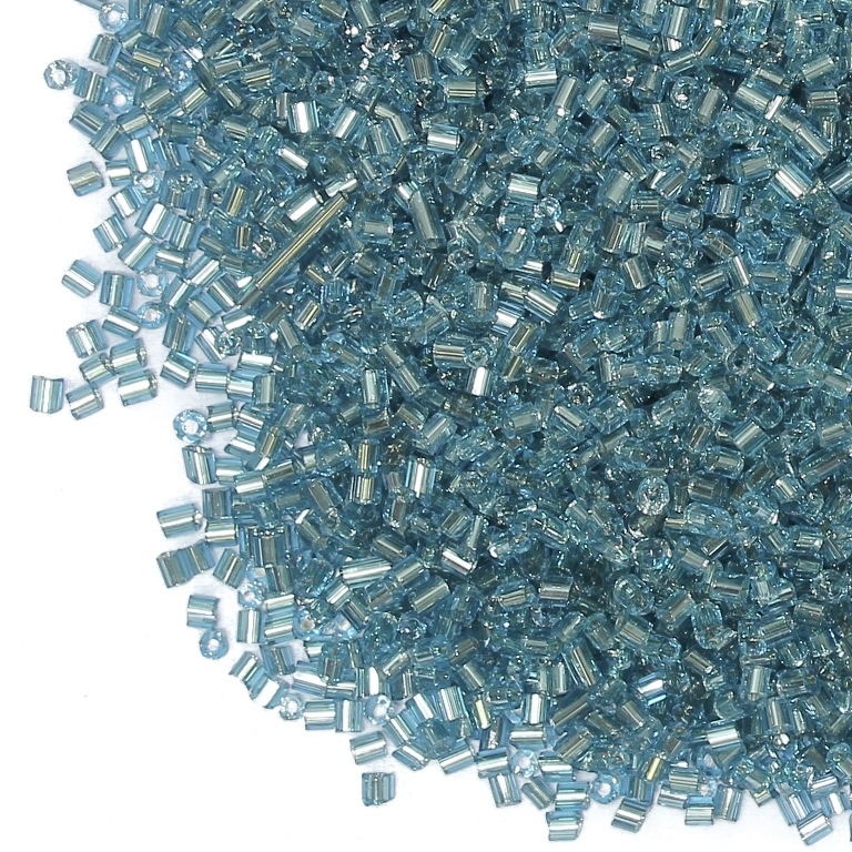 GLASS SEED BEADS - 2 CUT 2х2mm - SILVER THREAD - BLUE (LIGHT) 23 - 50g Hole-0.8mm