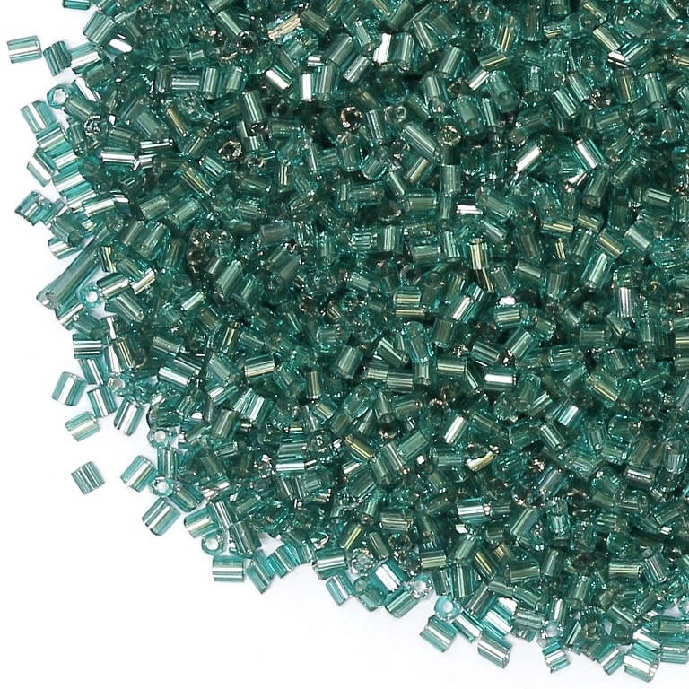 GLASS SEED BEADS - 2 CUT 2x2mm - SILVER THREAD - TURQUOISE 51А - 50g Hole-0.8mm