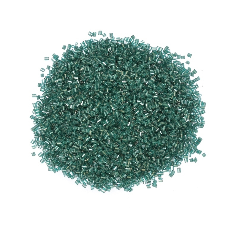 GLASS SEED BEADS - 2 CUT 2x2mm - SILVER THREAD - TURQUOISE 51А - PACKAGE 450g Hole-0.8mm