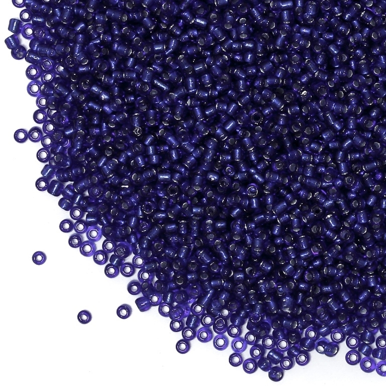 GLASS SEED BEADS - BALL 2mm - SILVER LINED - BLUE (DARK) 28 - 50g Hole-0.8mm