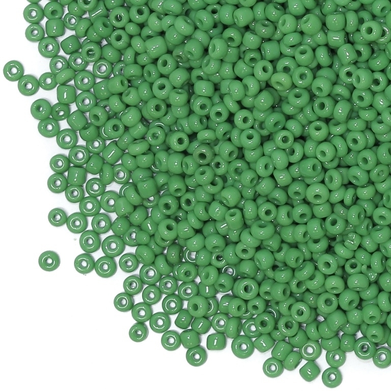 GLASS SEED BEADS - BALL 3mm - OPAQUE - GREEN 47 - 50g Hole-1.0mm