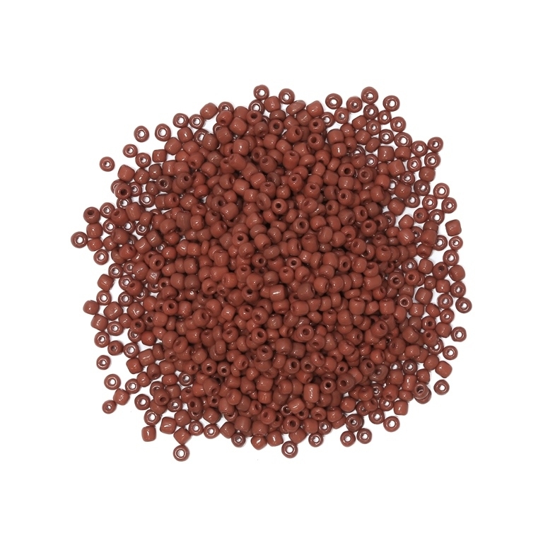 GLASS SEED BEADS - BALL 4mm - OPAQUE - BROWN (DARK) 46 - PACKAGE 450g Hole-1.5mm