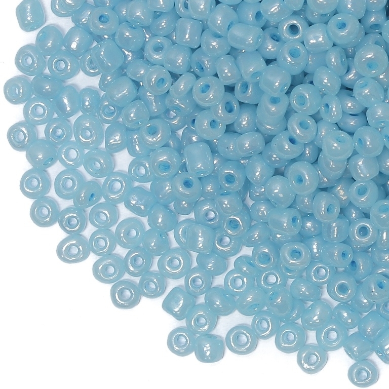 GLASS SEED BEADS - BALL 4mm - CEYLON - BLUE (LIGHT) 143 - 50g Hole-1.5mm