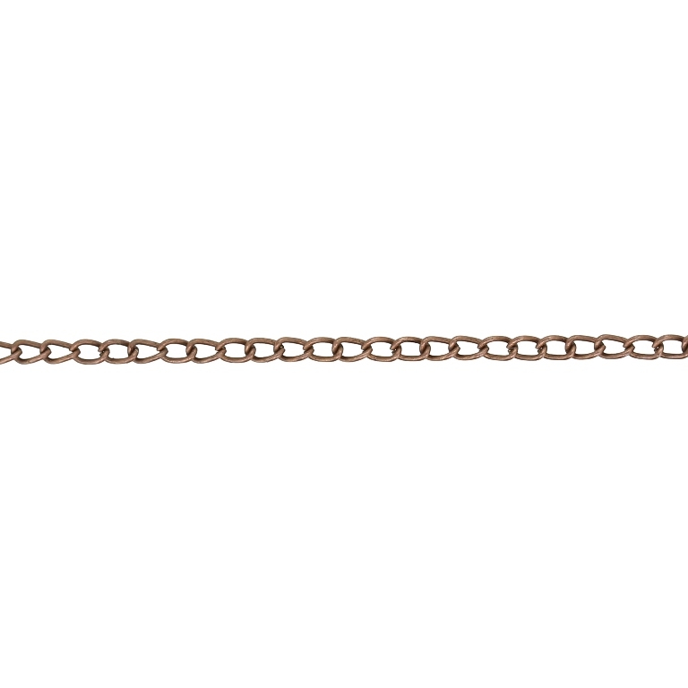 METAL CHAIN - TAIL EXTENSION EXTENSION - 0.5x2.5x2mm ANTIQUE BRASS - NICKEL FREE - ROLL 100meters