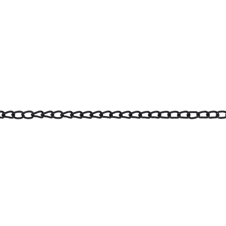 METAL CHAIN - TAIL EXTENSION EXTENSION - 0.5x2.5x2mm BLACK - NICKEL FREE - ROLL 100meters