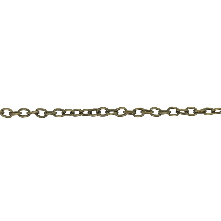 METAL CHAIN - CABLE OVAL - 0.6x3x2mm ANTIQUE BRONZE - NICKEL FREE - ROLL 100meters