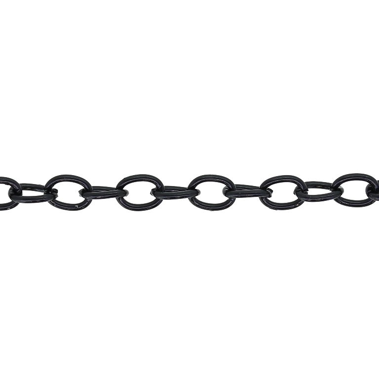 METAL CHAIN - CABLE OVAL - 1.0x6.5x4.5mm BLACK - NICKEL FREE - ROLL 100meters