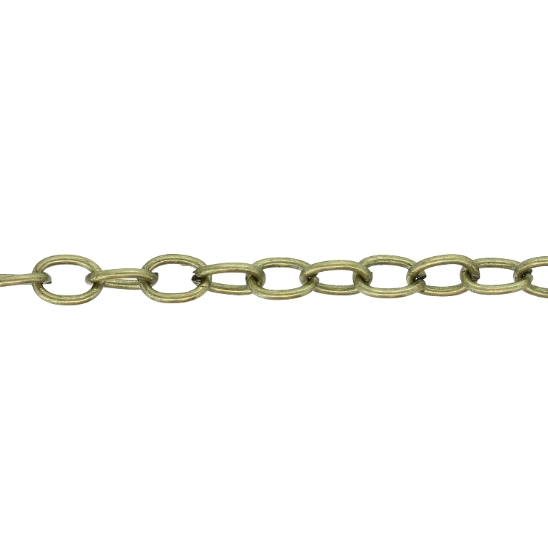 METAL CHAIN - CABLE OVAL - 1.0x6.5x4.5mm ANTIQUE BRONZE - NICKEL FREE - ROLL 100meters