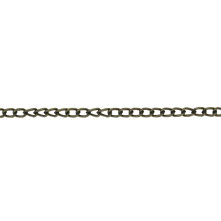 METAL CHAIN - TAIL EXTENSION EXTENSION - 0.6x3.5x2.5mm ANTIQUE BRONZE - NICKEL FREE - ROLL 100meters