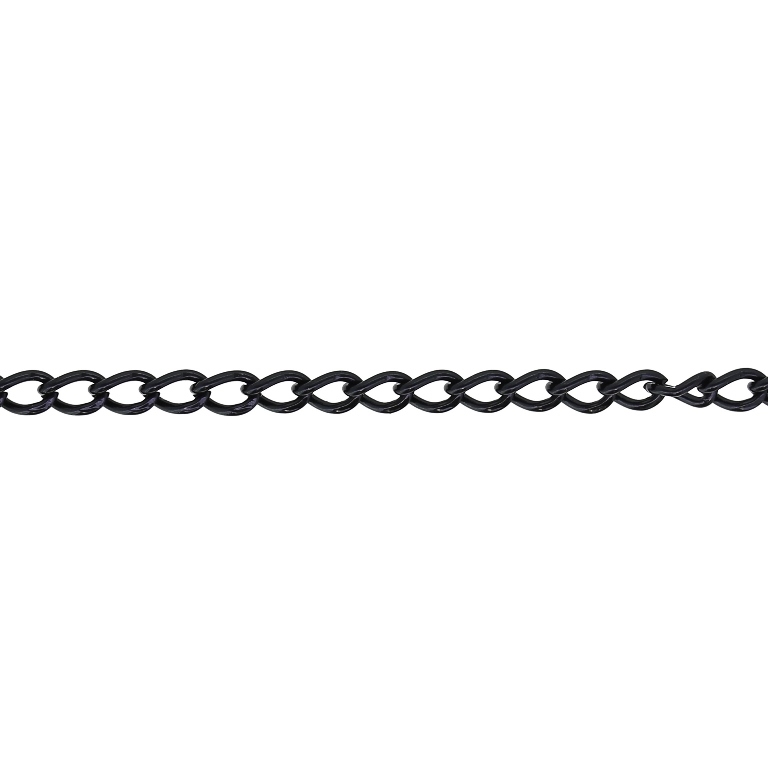 METAL CHAIN - TAIL EXTENSION EXTENSION - 0.8x4.5x3mm BLACK - NICKEL FREE - ROLL 100meters