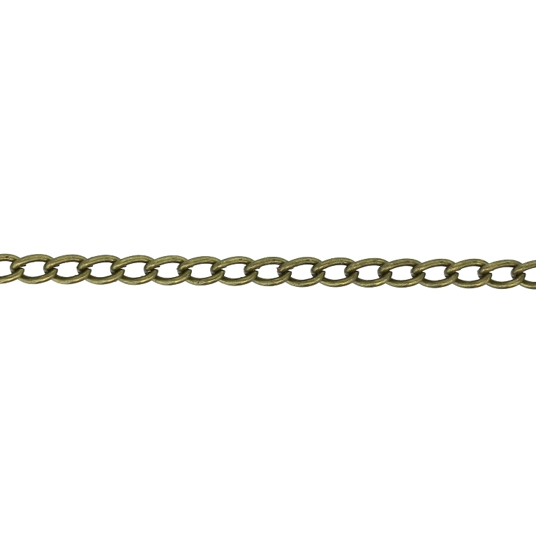 METAL CHAIN - TAIL EXTENSION EXTENSION - 0.8x5x2.8mm ANTIQUE BRONZE - NICKEL FREE - ROLL 100meters