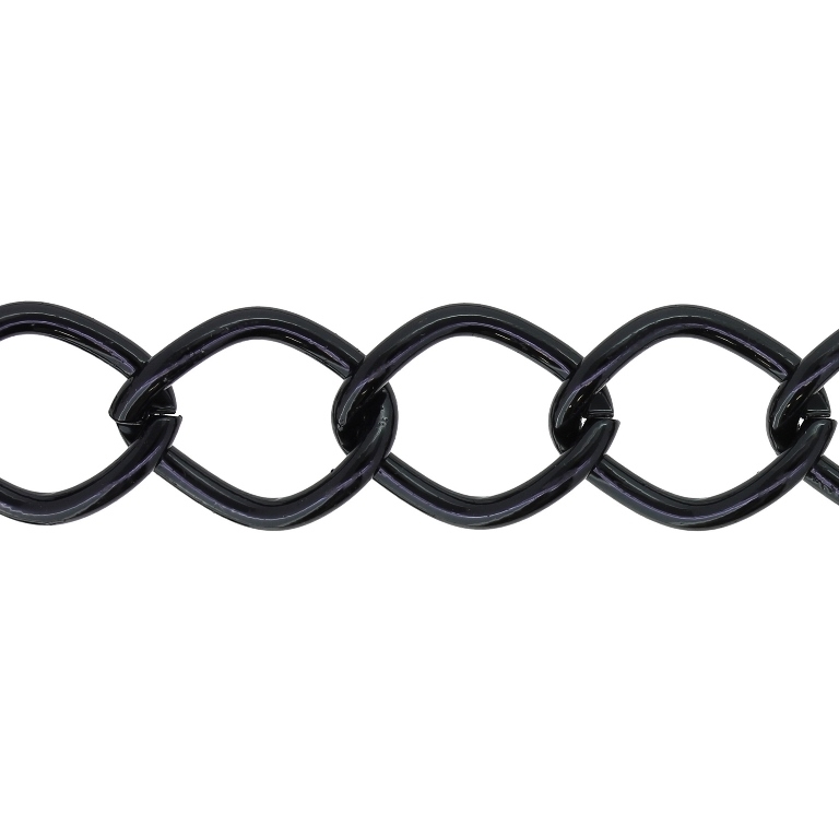 METAL CHAIN - TWISTED DIAMOND LINK - 2x16x13mm BLACK - ROLL 25meters