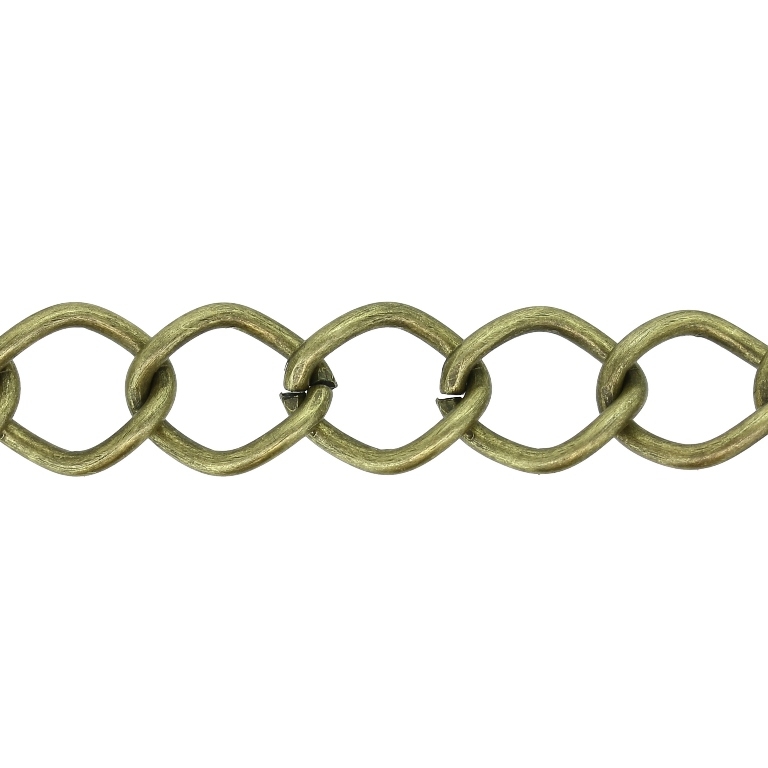 METAL CHAIN - TWISTED DIAMOND LINK - 2x13x11mm ANTIQUE BRONZE - ROLL 25meters