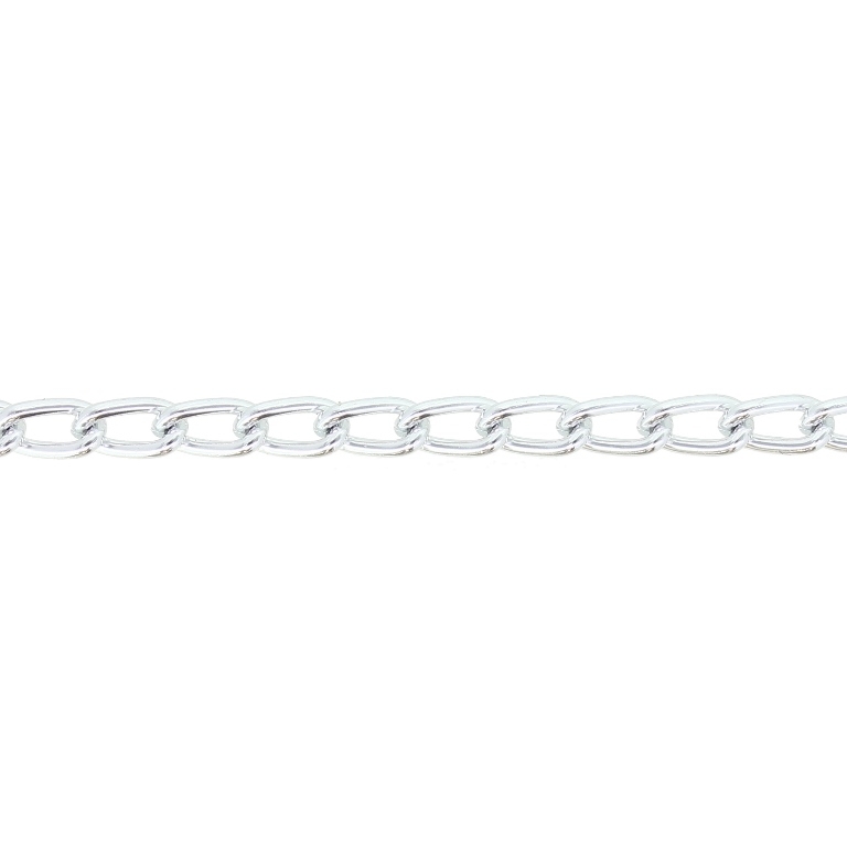 METAL CHAIN - ALUMINUM - TAIL EXTENSION EXTENSION - 1.0x6.5x3.5mm SILVER - ROLL 40meters