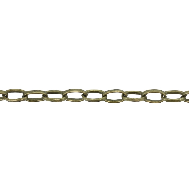 METAL CHAIN - CABLE OVAL FLAT - 0.9x6x4mm ANTIQUE BRONZE - 2meters