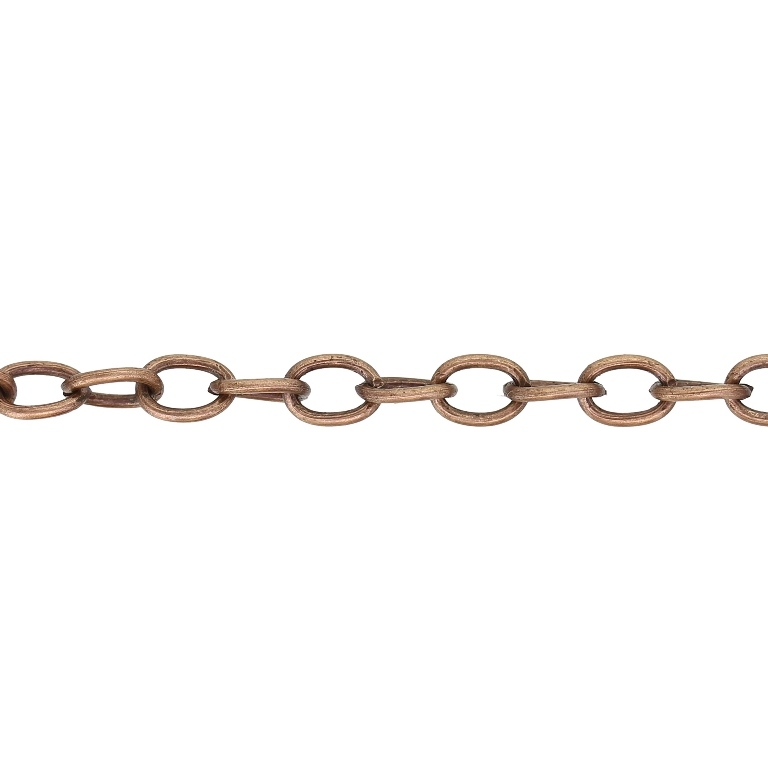 METAL CHAIN - CABLE OVAL - 1.0x6.5x4.5mm ANTIQUE BRASS - NICKEL FREE - 2meters