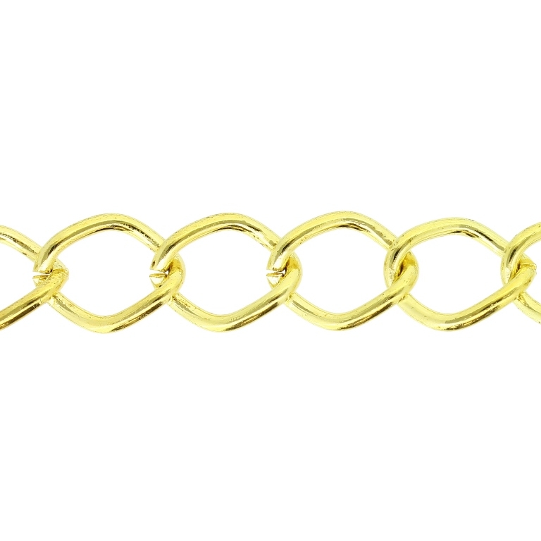 METAL CHAIN - TWISTED DIAMOND LINK - 2x13x11mm GOLD - 1meter