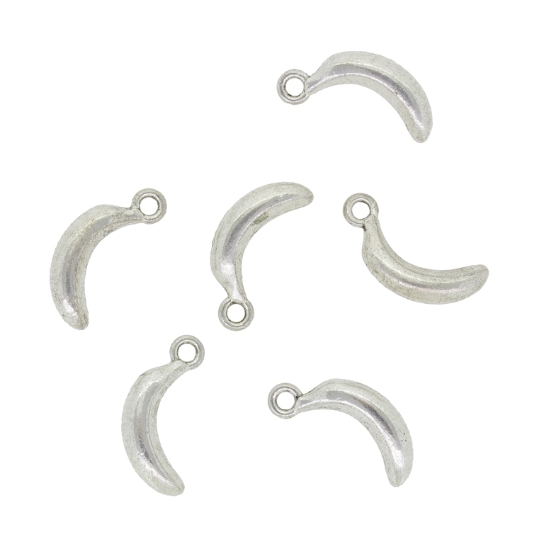 METAL BEADS - PENDANT - BANANA 01 - 9x18x4mm NICKEL - 10pcs. Hole-2.0mm