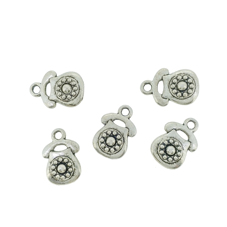 METAL BEADS - PENDANT - PHONE RETRO 01 - 10x15x4mm NICKEL - 10pcs. Hole-2.0mm