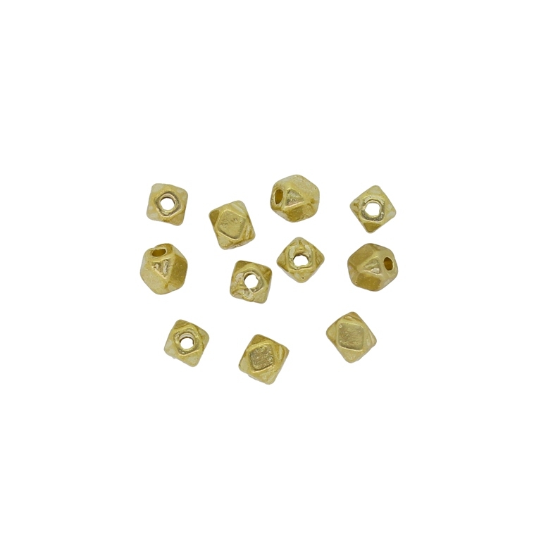 METAL BEADS - POLYHEDRON 01 - 3x3mm GOLD - PACKAGE 400pcs. Hole-1.0mm