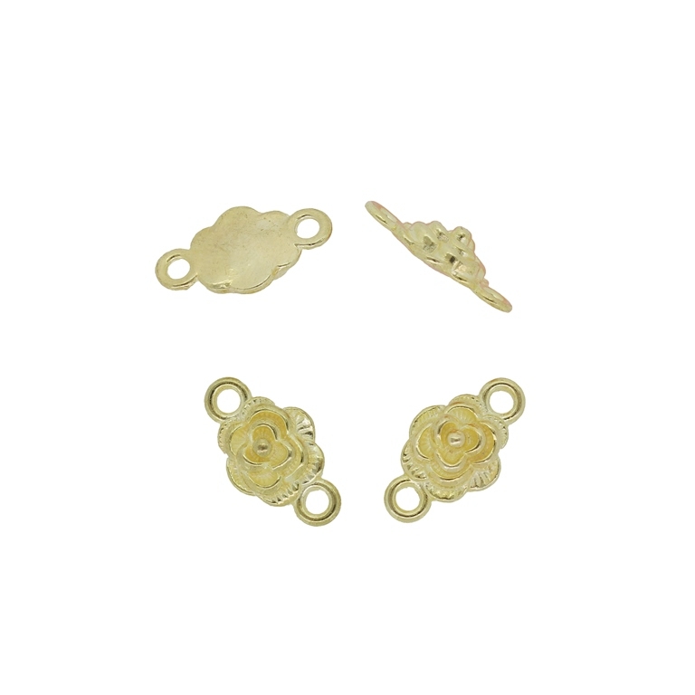 METAL BEADS - CONNECTING ELEMENT - 2 RINGS - FLOWER 09 - 18x10x5mm GOLD - 10pcs. Hole-2.4mm