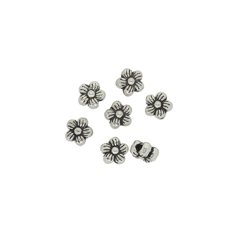 METAL BEADS - FLOWER RELIEF 03 - 6x4mm NICKEL - 25pcs. Hole-1.8mm