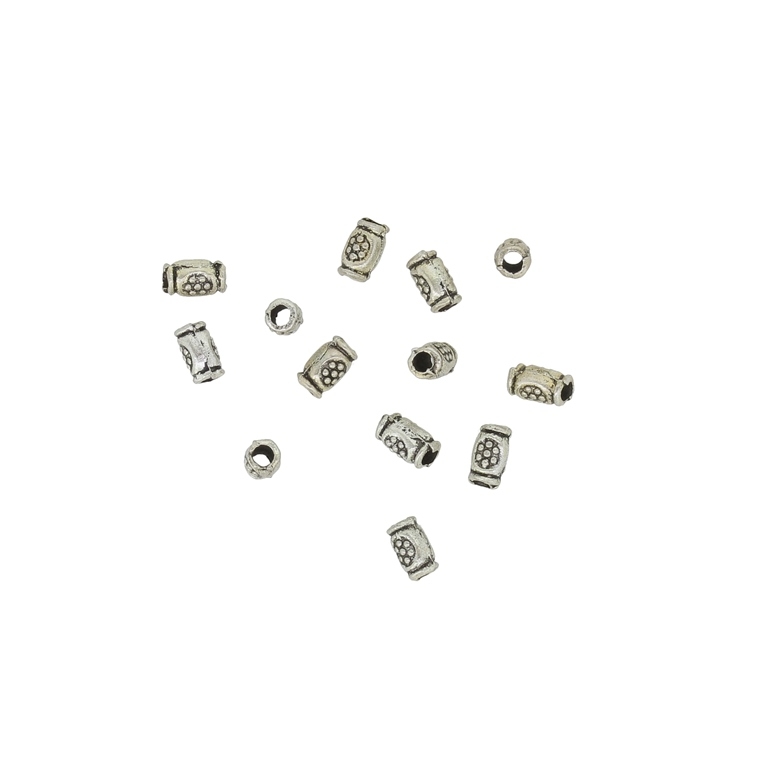 METAL BEADS - CYLINDER 04 FLOWERS - 2.5x4mm NICKEL - PACKAGE 500pcs. Hole-1.5mm