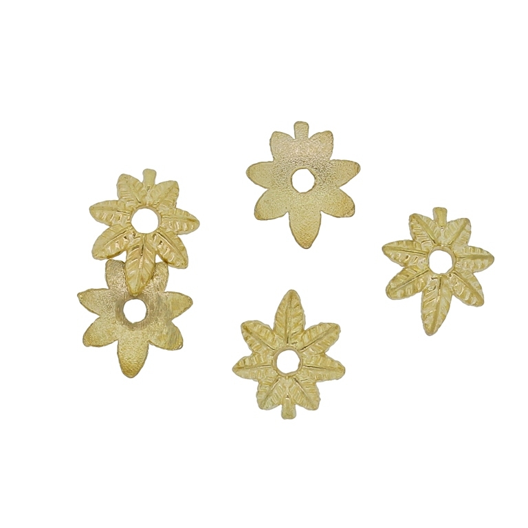 METAL BEADS - HAT LEAF 01 - 8x9x2.5mm GOLD - 30pcs. Hole-1.8mm