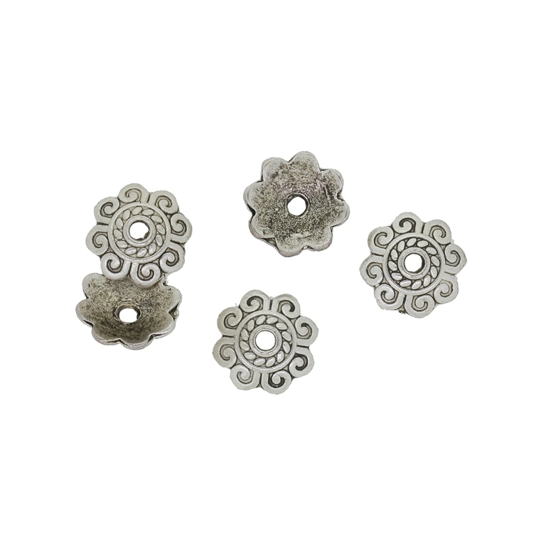 METAL BEADS - HAT RELIEF 02 - 10x3mm NICKEL - 25pcs. Hole-1.8mm