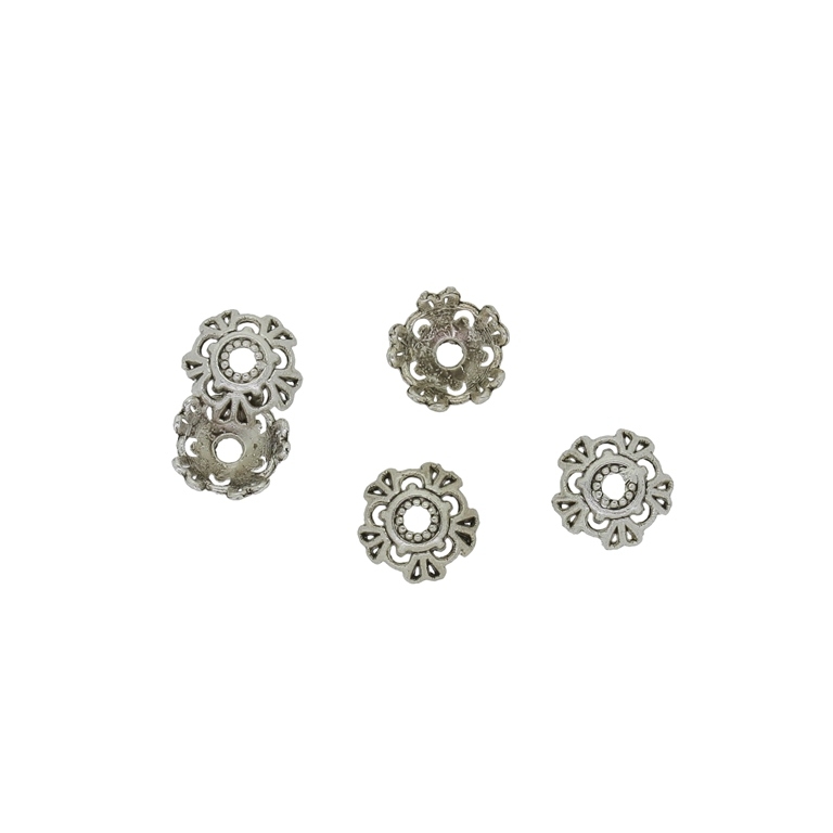 METAL BEADS - HAT RELIEF 07 - 8x3mm NICKEL - 30pcs. Hole-1.8mm