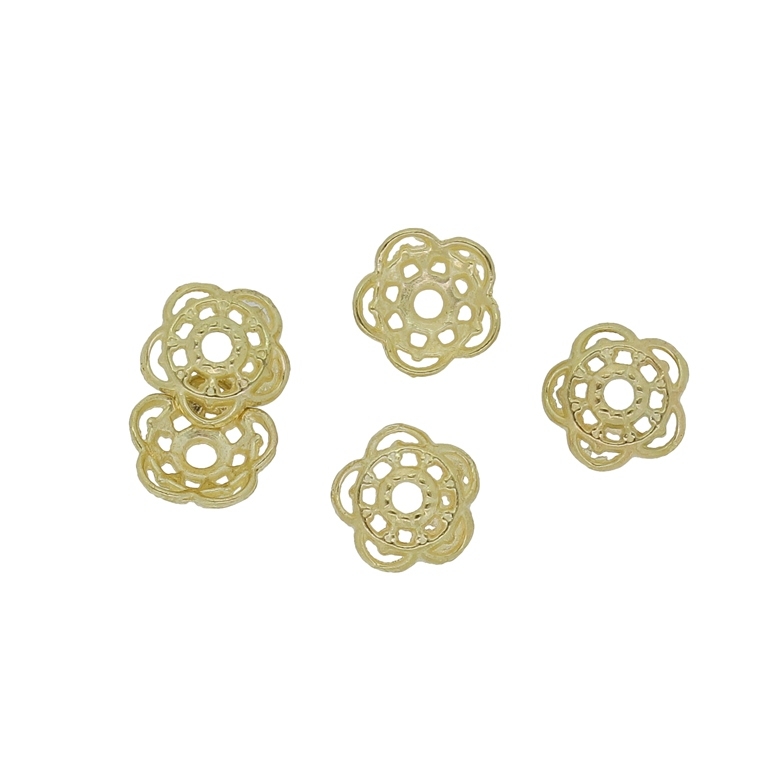 METAL BEADS - HAT FLOWER 05 - 8x2.5mm GOLD - 30pcs. Hole-1.6mm