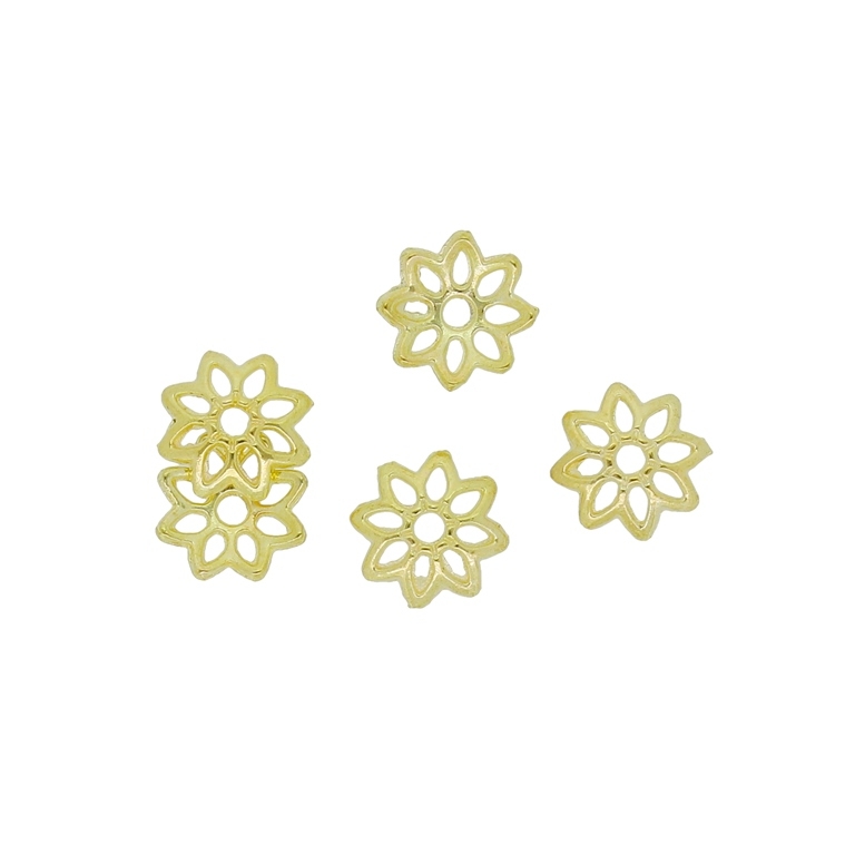 METAL BEADS - HAT FLOWER 06 - 8x1.5mm GOLD - 50pcs. Hole-1.5mm