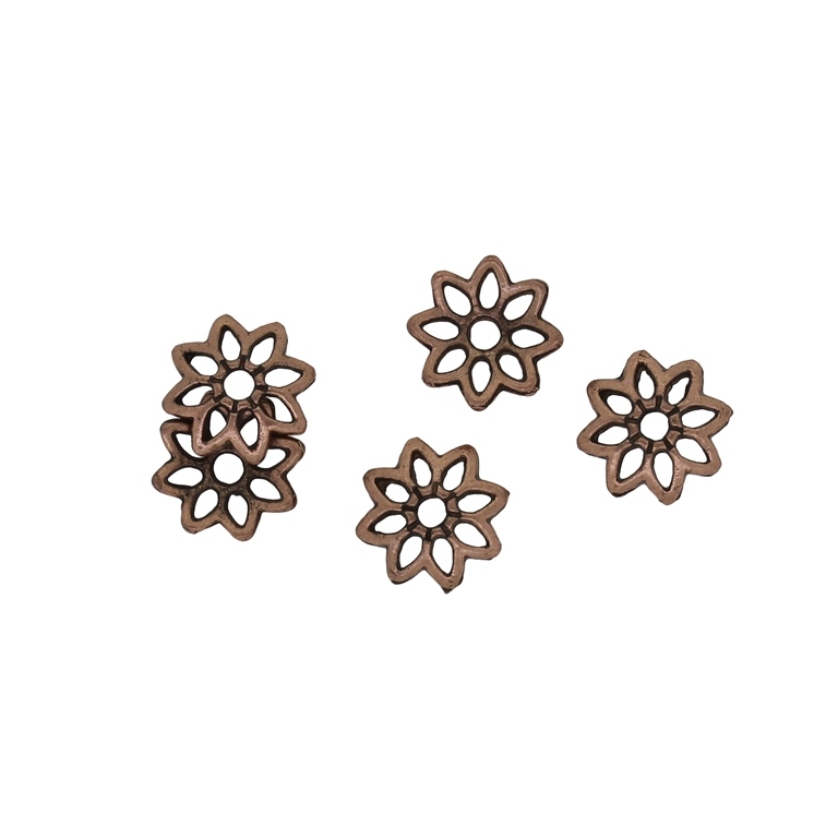 METAL BEADS - HAT FLOWER 06 - 8x1.5mm ANTIQUE BRASS - 50pcs. Hole-1.5mm