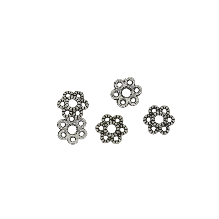 METAL BEADS - HAT FLOWER 08 - 6x1.5mm NICKEL - 50pcs. Hole-1.8mm