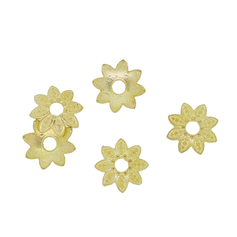 METAL BEADS - HAT FLOWER 09 DOTS - 10x2.5mm GOLD - 30pcs. Hole-2.4mm