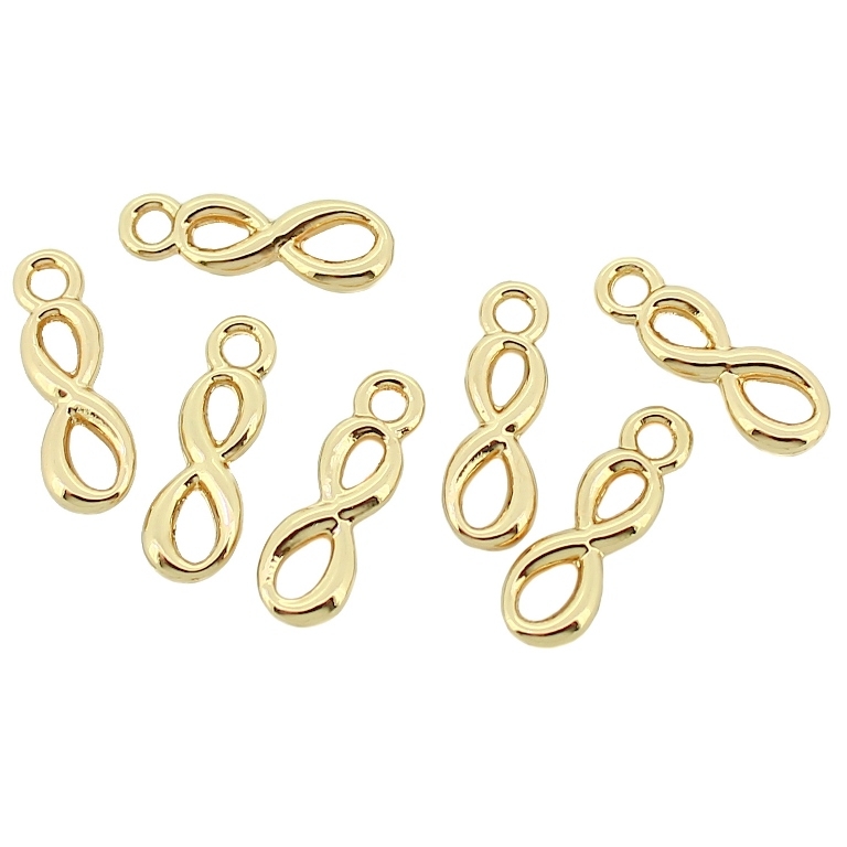 METAL - CHARMS PENDANT 1 HOLE UV COATING - INFINITY - 5x16x2mm GOLD COLOR - PACKAGE 100pcs. Hole-2.0mm