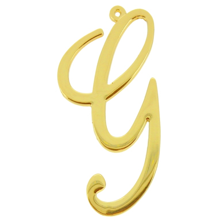 METAL - CHARMS PENDANT 1 HOLE UV COATING - LETTER G - 24x52x1.8mm GOLD COLOR - PACKAGE 10pcs. Hole-1.8mm