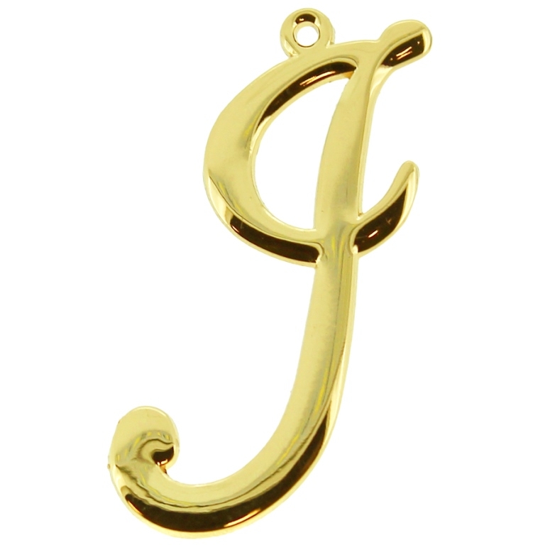 METAL - CHARMS PENDANT 1 HOLE UV COATING - LETTER I - 23x45x1.8mm GOLD COLOR - 1pc. Hole-1.8mm