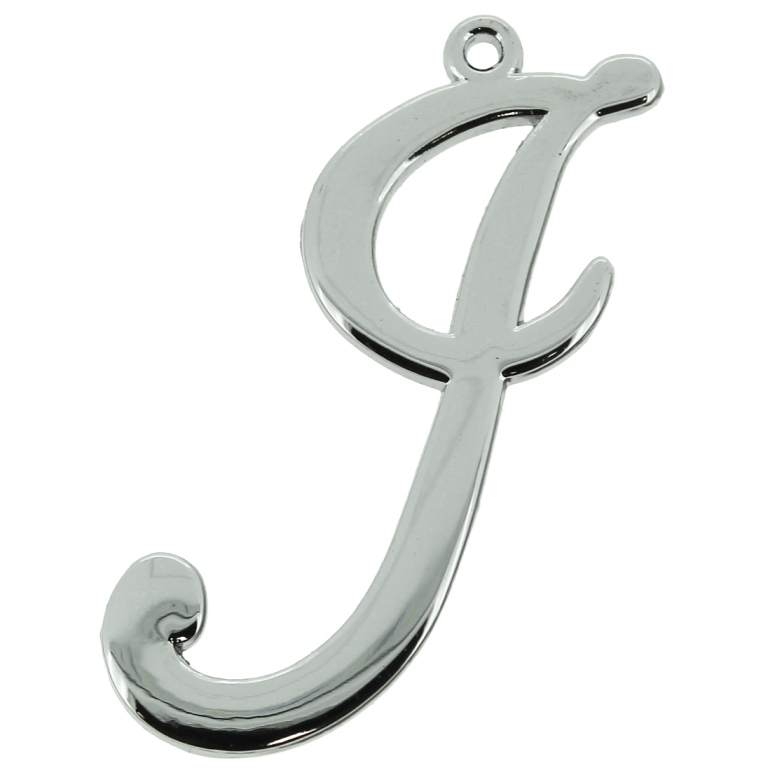 METAL - CHARMS PENDANT 1 HOLE UV COATING - LETTER I - 23x45x1.8mm SILVER COLOR - 1pc. Hole-1.8mm