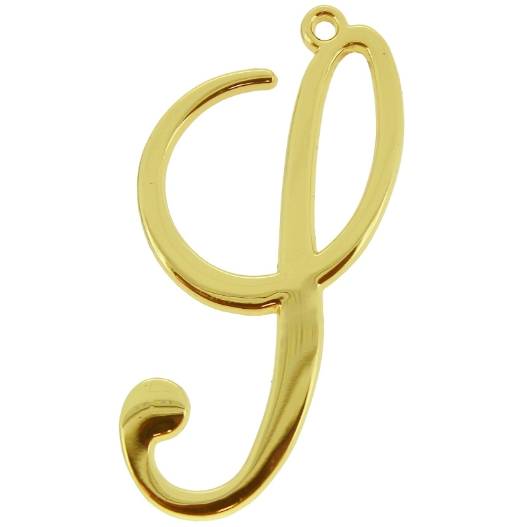 METAL - CHARMS PENDANT 1 HOLE UV COATING - LETTER S - 24x48x1.8mm GOLD COLOR - PACKAGE 10pcs. Hole-1.8mm