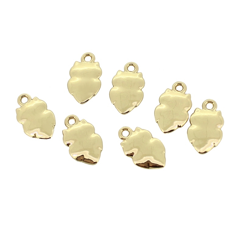 METAL - CHARMS PENDANT 1 HOLE UV COATING - OWL 01 - 10x16x2mm GOLD COLOR - PACKAGE 40pcs. Hole-2.0mm