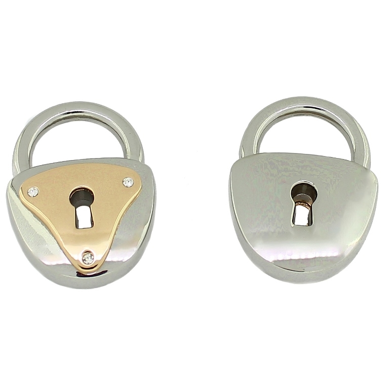 METAL - CHARMS PENDANT 1 HOLE UV COATING - PADLOCK 02 - 28x38x10mm SILVER COLOR AND GOLD COLOR - PACKAGE 4pcs. Hole-17x9mm