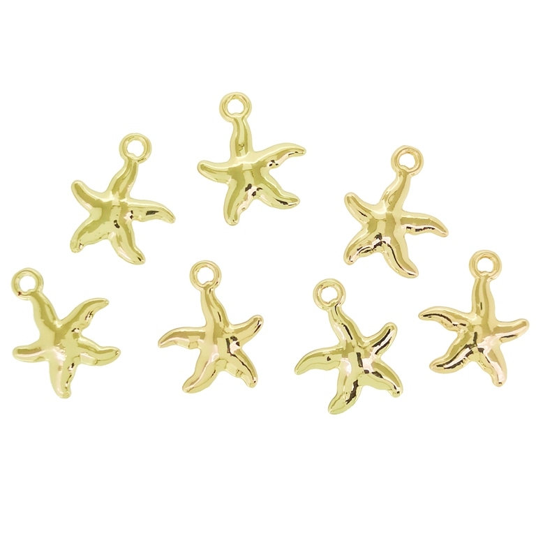 METAL - CHARMS PENDANT 1 HOLE UV COATING - MARINE STAR 01 - 13x16x2mm GOLD COLOR - 10pcs. Hole-2.0mm